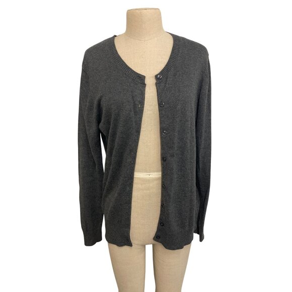 Gap Womens Gray Button-Up Cardigan Sweater L Cotton Blend Made In China - Picture 2 of 10